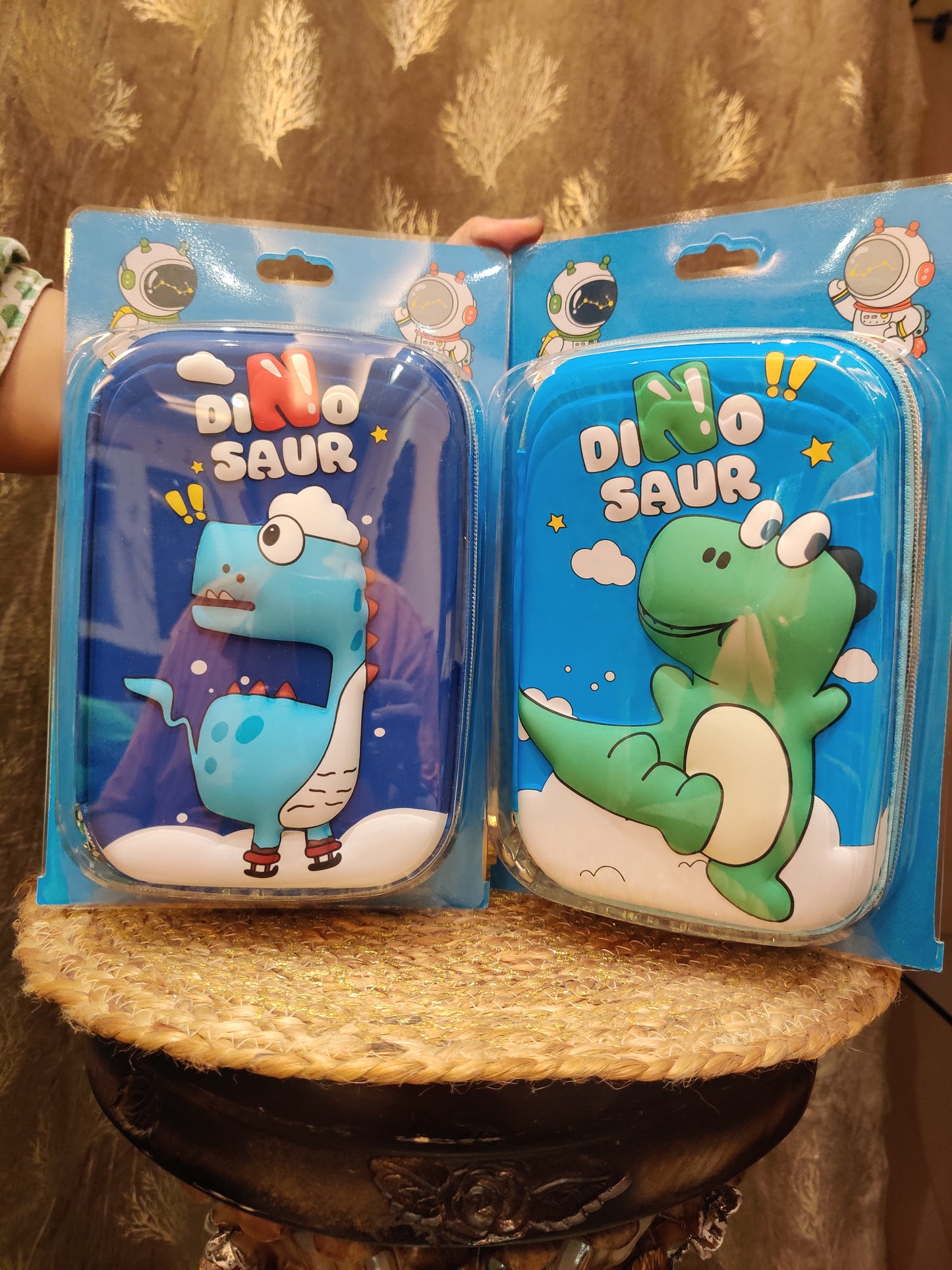 Big Pencil Pouch Dino Green and Blue