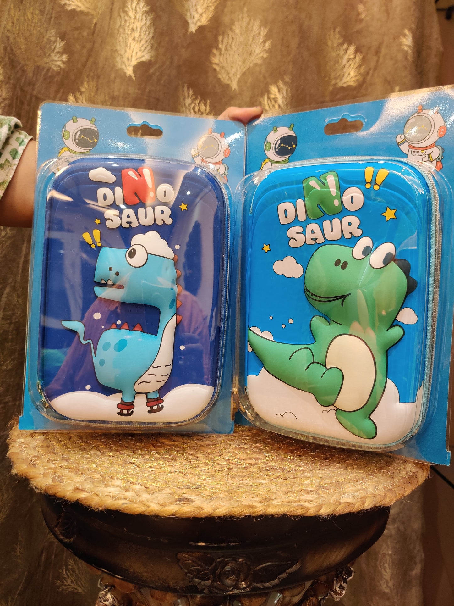 Big Pencil Pouch Dino Green and Blue