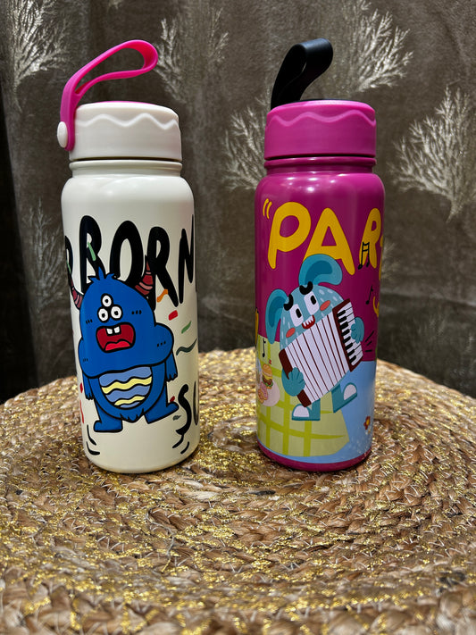 Dark Pink and White Water Bottle